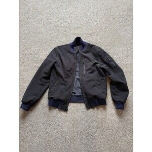 Michael Kors Black Zip Bomber Jacket Men’s Medium Short Solid Band Collar